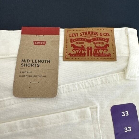 Levi’s Women's 33 Mid Length Midrise Denim Shorts Stretch Off White NWT 0599 - Picture 12 of 15